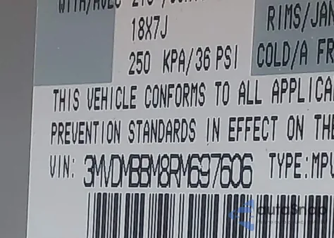 2024 Mazda Cx-30 2.5 S Select Sport z USA, uszkodzony, nr VIN 3MVDMBBM8RM697606